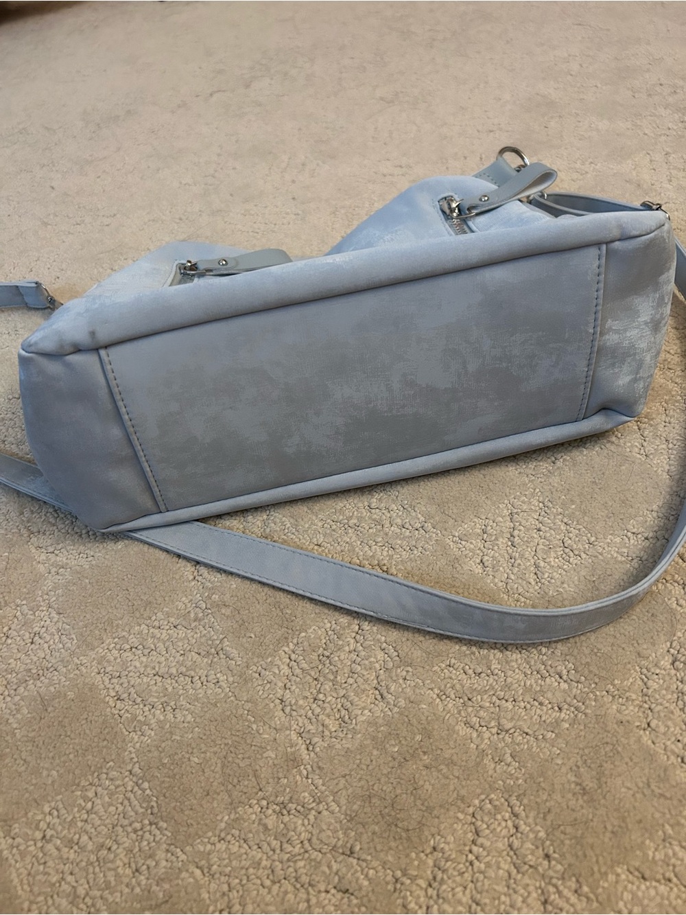 Light Blue Suede Shoulder Bag - Picture 3 of 5